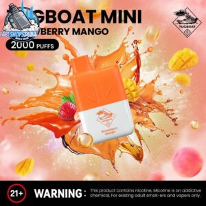 tugboat mini 2000 puffs 20mg nicotine none rechargeable strawberry mango