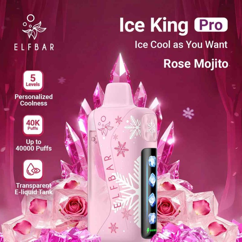 ELFBAR Ice King Pro up to 40000 Puffs 50MG Nicotine Ice Control Disposable Vape Rose Mojito