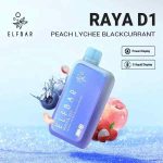 ELFBAR Raya D1 13000 Puffs 50mg Nicotine Disposable Vape Peach Lychee Black currant