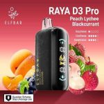 ELFBAR Raya D3 Pro 30000 Puffs 50mg Nicotine Triple Mode Disposable Vape Peach Lychee Blackcurrant