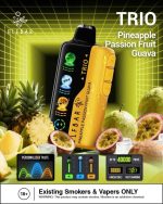 ELFBAR Trio up to 40000 Puffs 50MG Nicotine 4 Mesh Coil Disposable vape Pineapple Passion Fruit Guava
