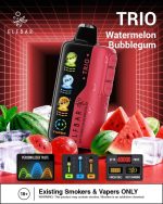 ELFBAR Trio up to 40000 Puffs 50MG Nicotine 4 Mesh Coil Disposable vape Watermelon Bubblegum