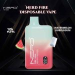 NERD Fire 10000 Puffs 20MG Nicotine Disposable Vape in Dubai Watermelon Bubblegum