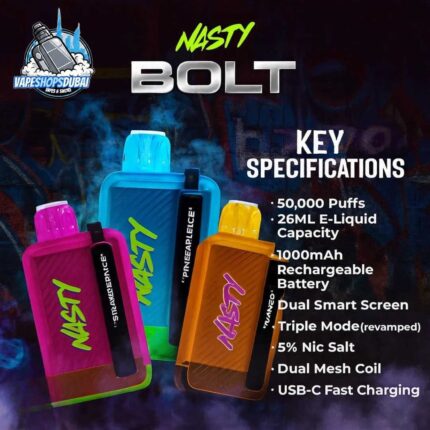 nasty bolt 50000 puffs 50mg nicotine disposable vape in uae nasty bolt 50000 puffs 50mg nicotine disposable vape in uae