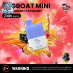 tugboat mini 2000 puffs 20mg nicotine none rechargeable black currant cranberry