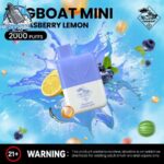 tugboat mini 2000 puffs 20mg nicotine none rechargeable blueberry bubble gum