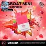 tugboat mini 2000 puffs 20mg nicotine none rechargeable cherry raspberry